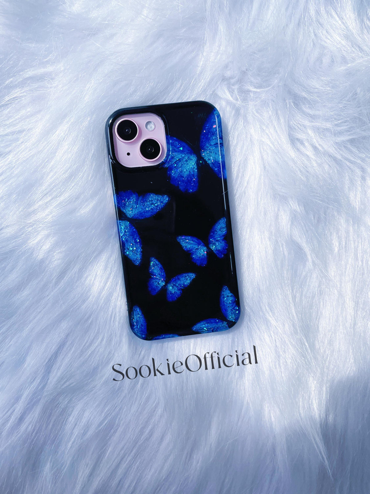 Blue Morpho Butterfly iPhone Case, Bling Y2K Gothic Protective Cover