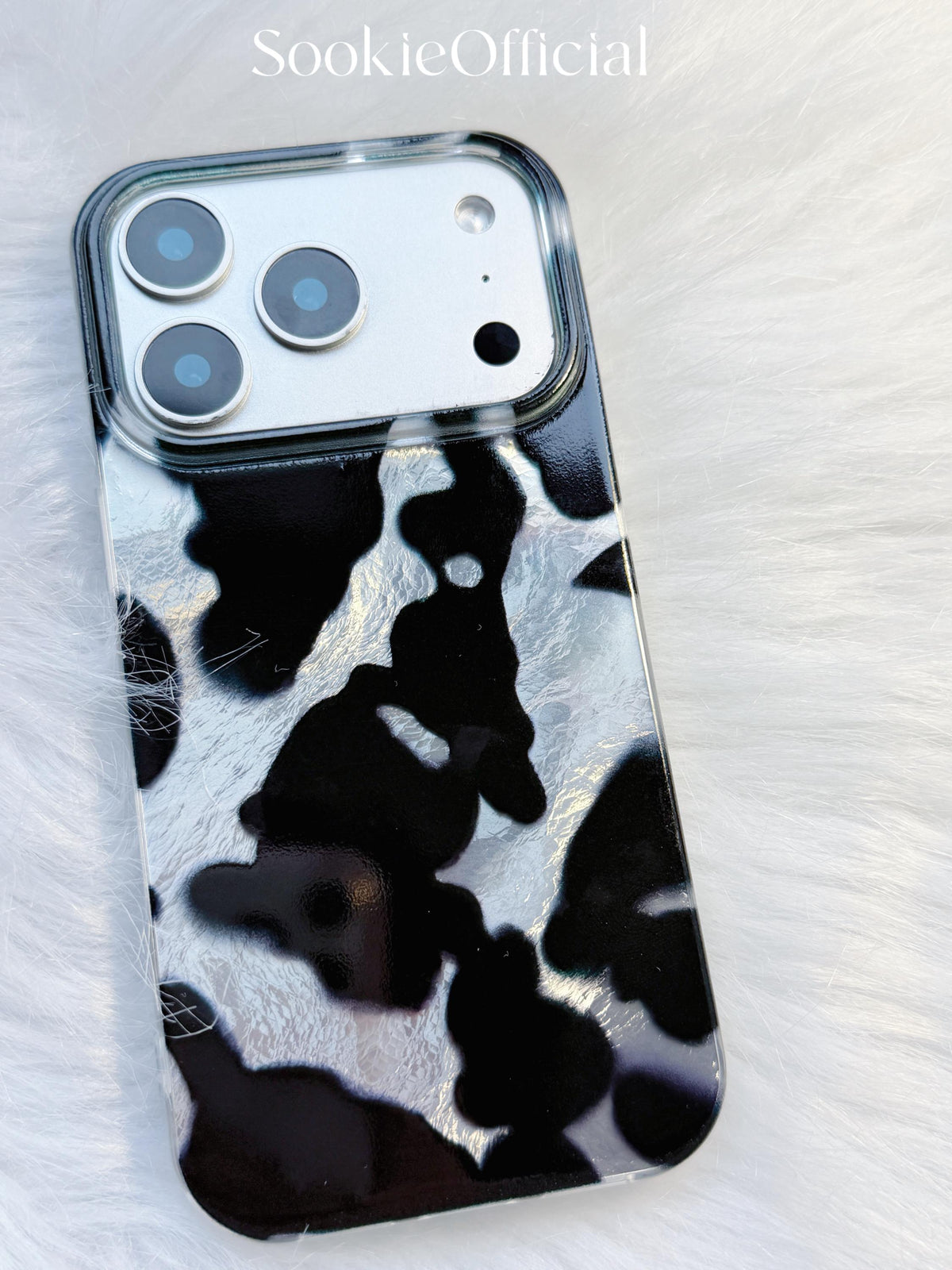 Black White Colorblock iPhone Case, MagSafe & Standard Options, Pearlescent Patchwork Phone Case