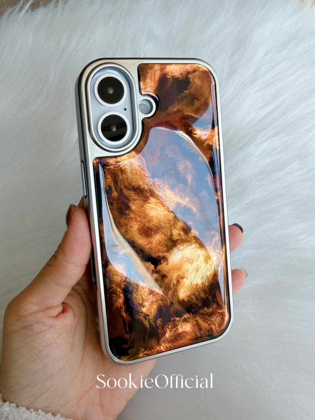 Pearlescent Amber Gradient iPhone Case �?Glossy Brown Cover