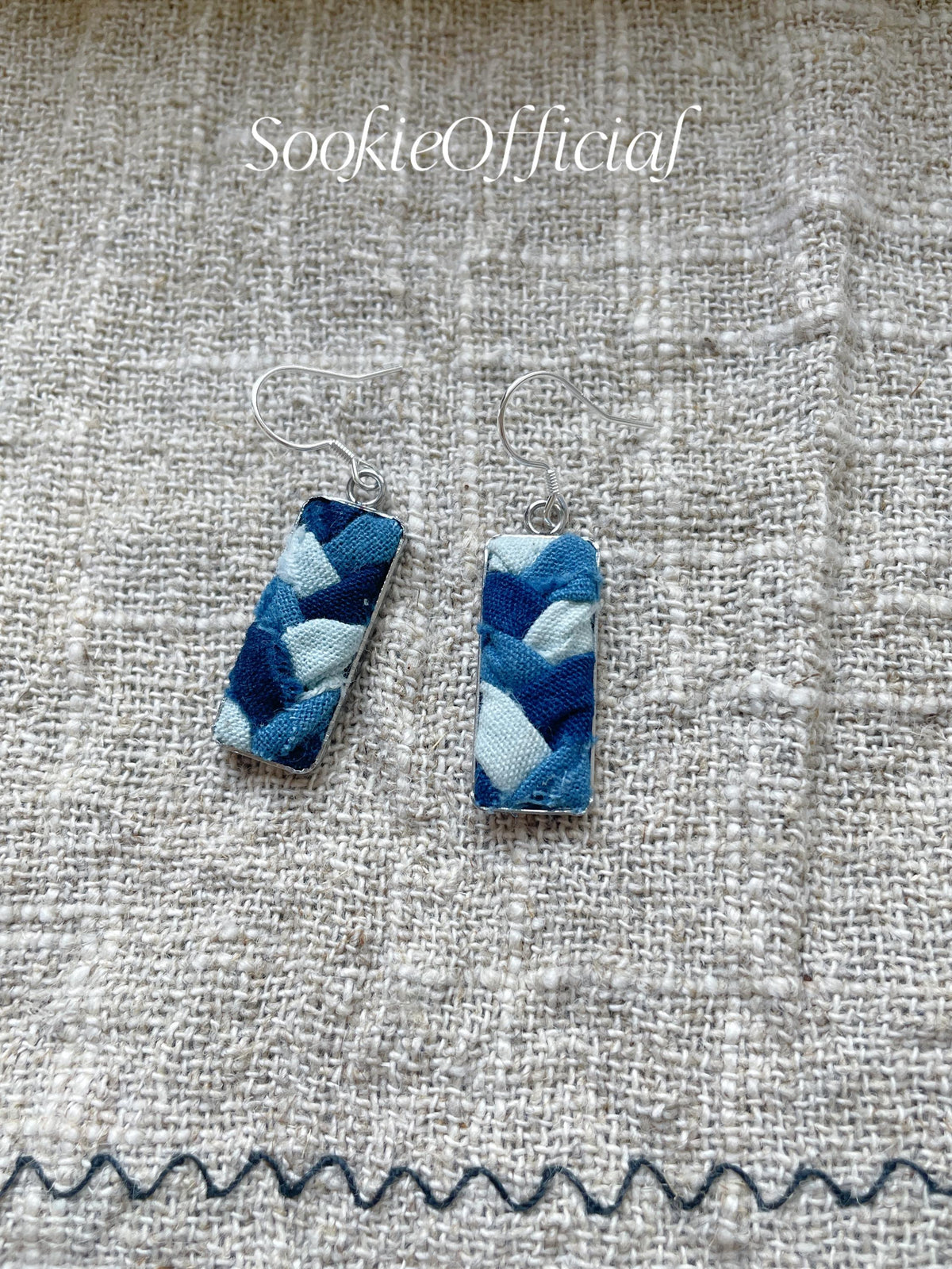 Natural Indigo Dyed Fabric Earrings: Statement minimalist earrings