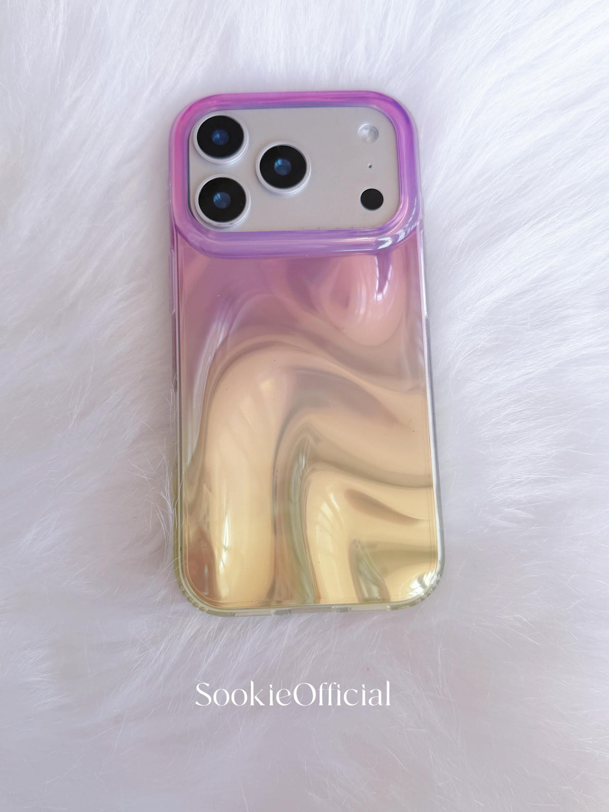 Pink Gold Gradient iPhone Case �?Y2K Satin-Look Glossy Protective Cover