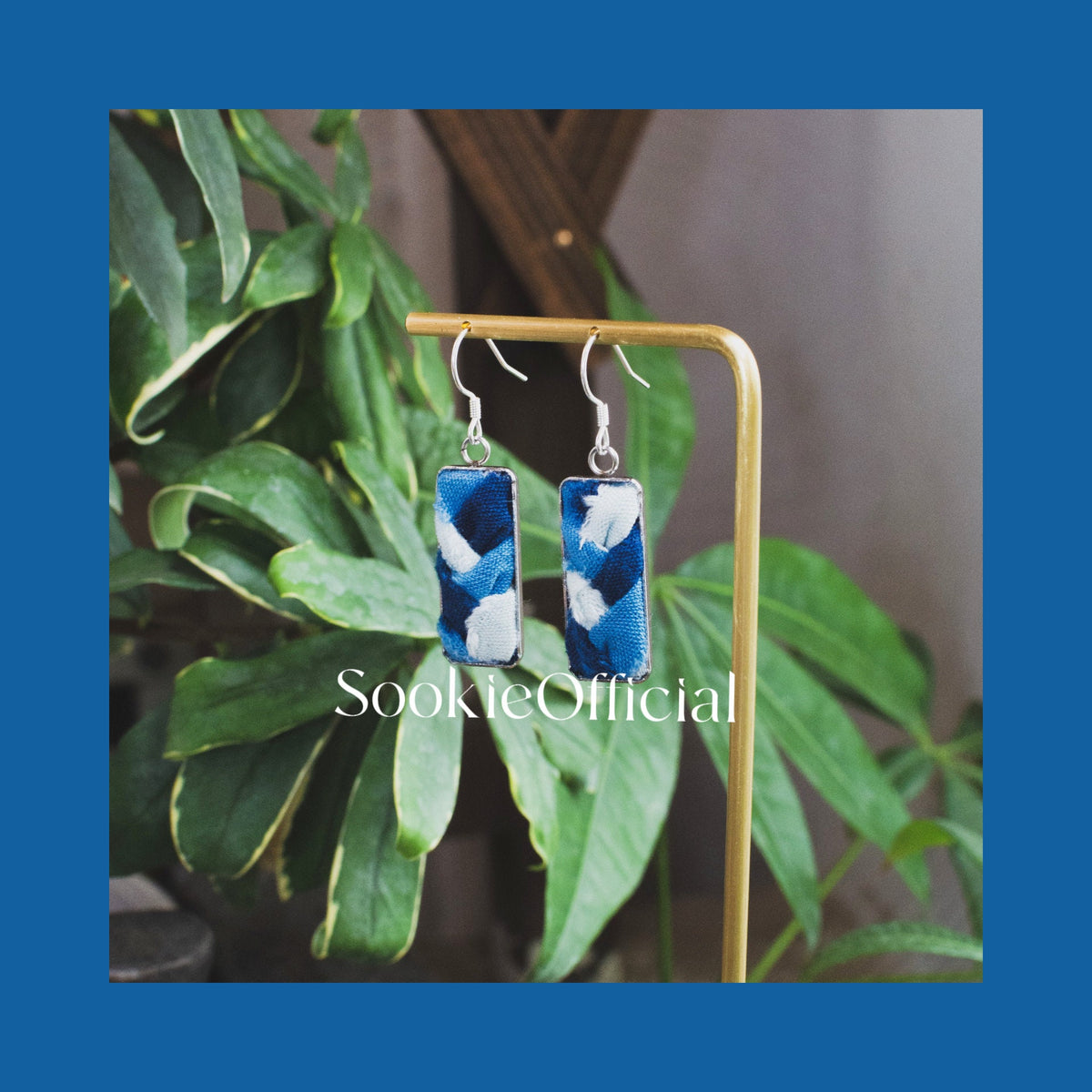 Natural Indigo Dyed Fabric Earrings: Statement minimalist earrings