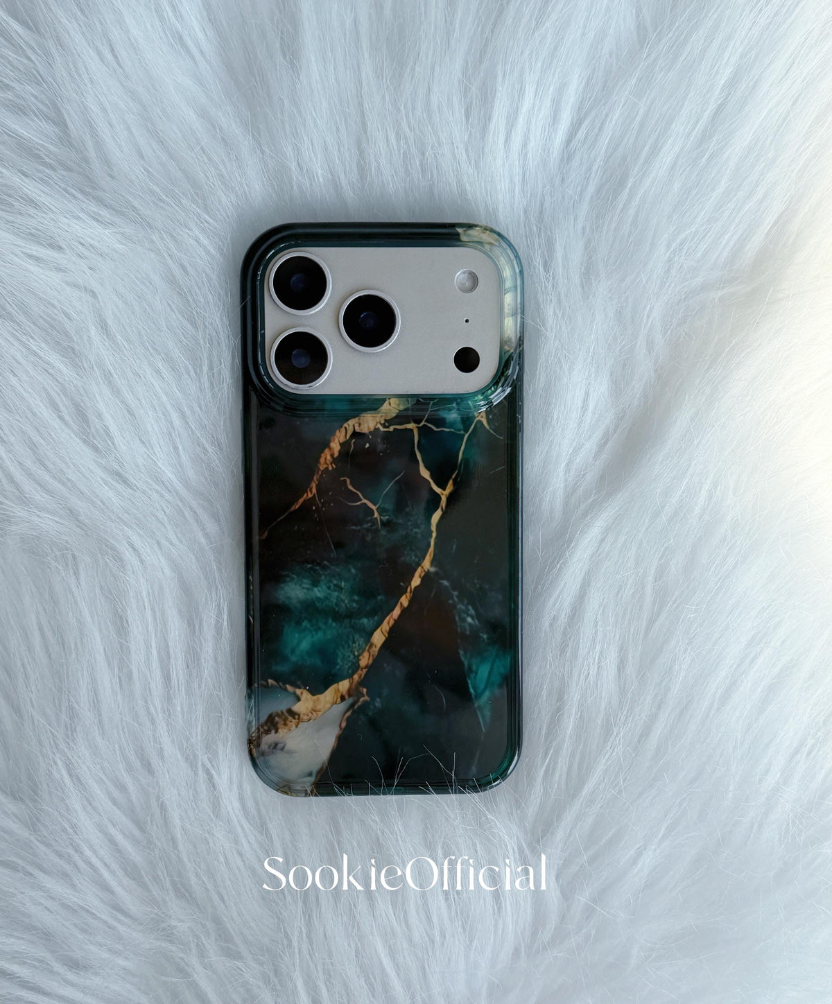 Emerald Green Marble iPhone Case �?Glossy Stone Texture, Protective