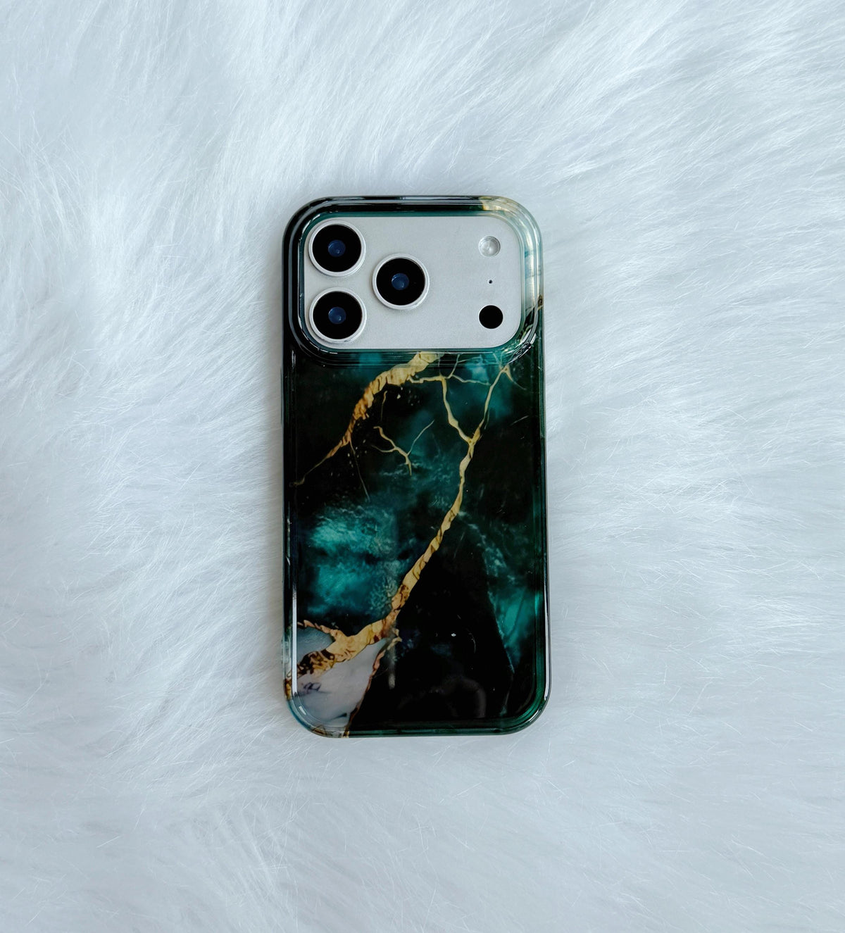 Emerald Green Marble iPhone Case �?Glossy Stone Texture, Protective