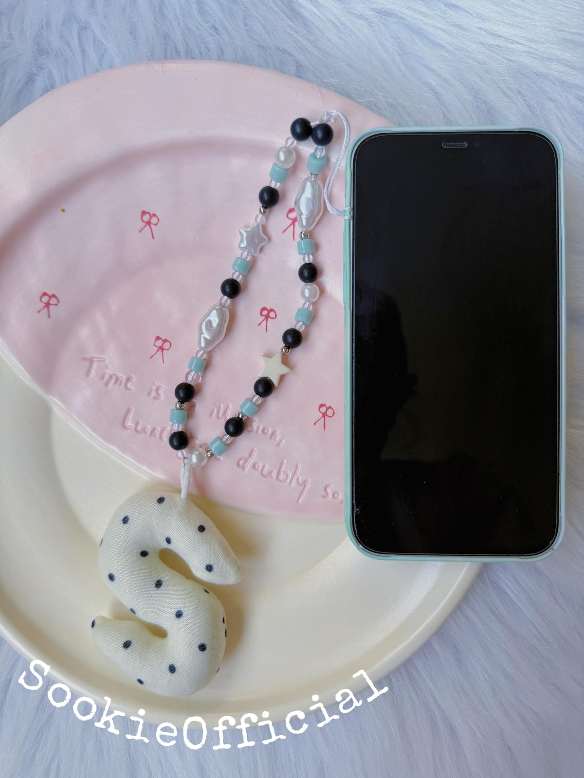 Custom Letter Phone Charm Pearl Beaded Wrist Strap Korean Style Kawaii Bag Charm Gift