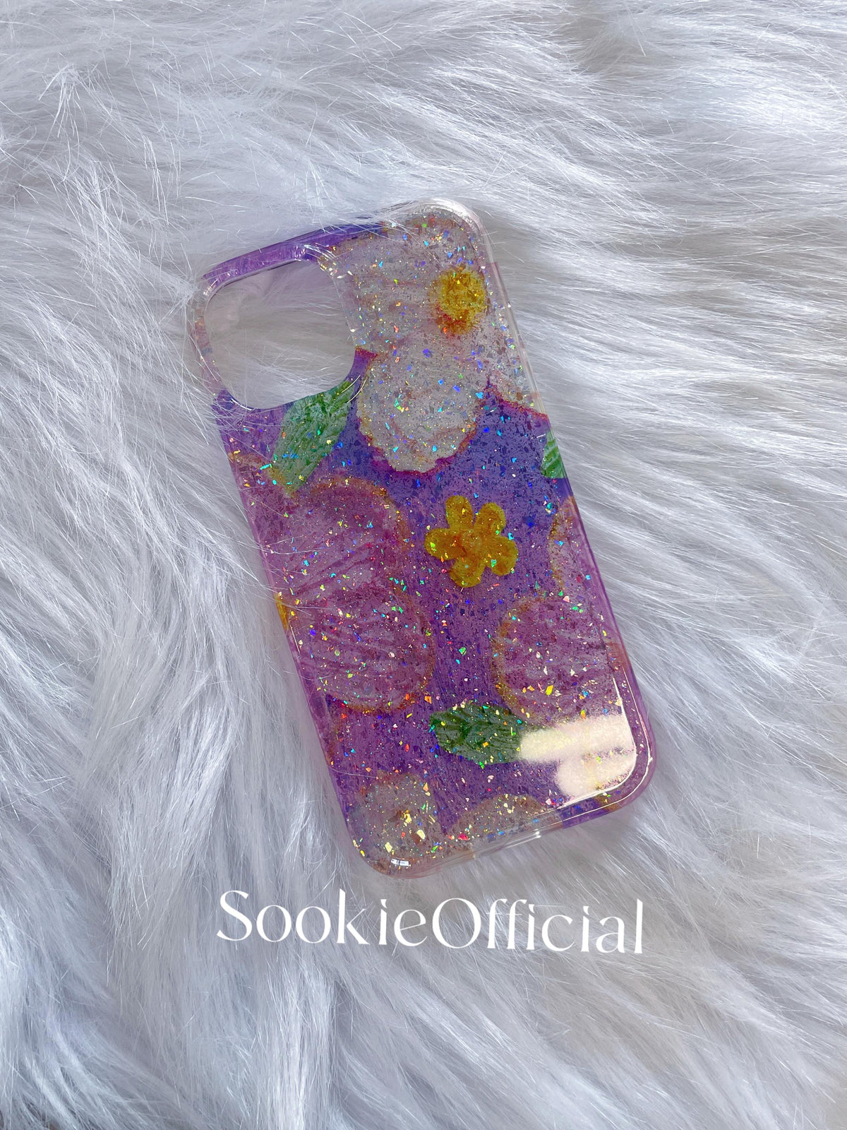 Purple Flower Glitter iPhone Case: Tough Floral Phone Cover