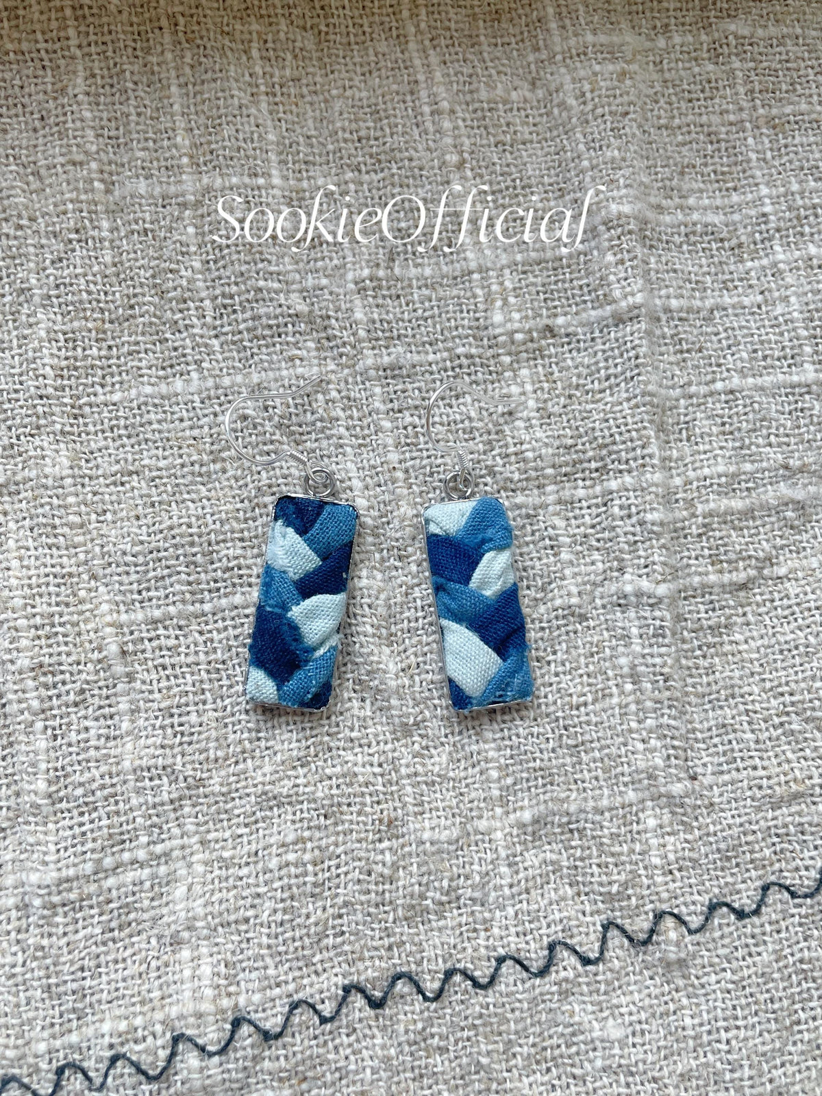 Natural Indigo Dyed Fabric Earrings: Statement minimalist earrings