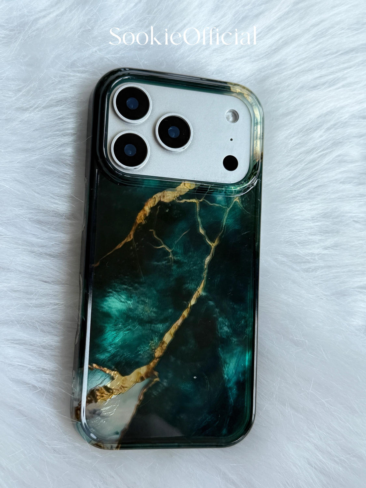 Emerald Green Marble iPhone Case �?Glossy Stone Texture, Protective