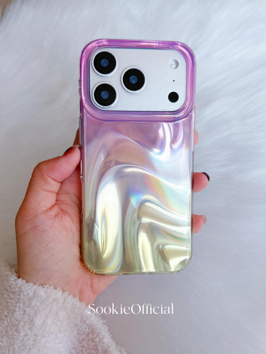 Pink Gold Gradient iPhone Case �?Y2K Satin-Look Glossy Protective Cover
