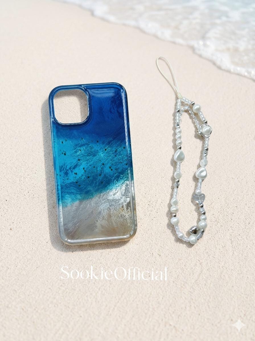 Ocean Blue Pearlescent Gradient iPhone Case | MagSafe & Chain