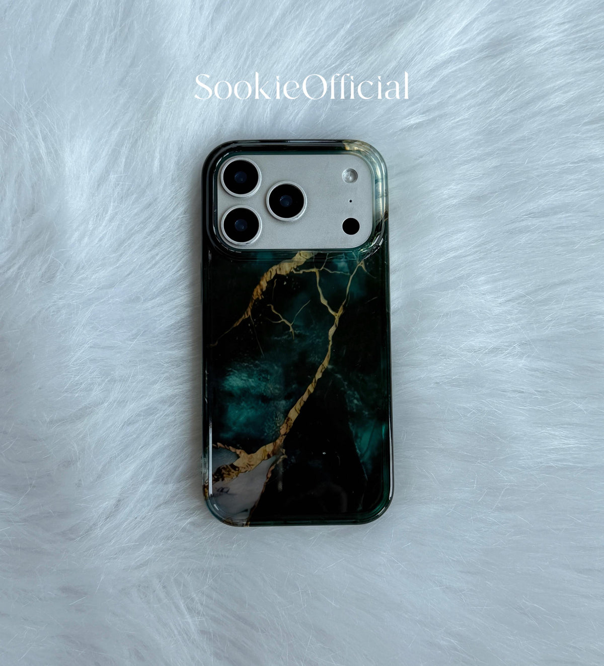 Emerald Green Marble iPhone Case �?Glossy Stone Texture, Protective
